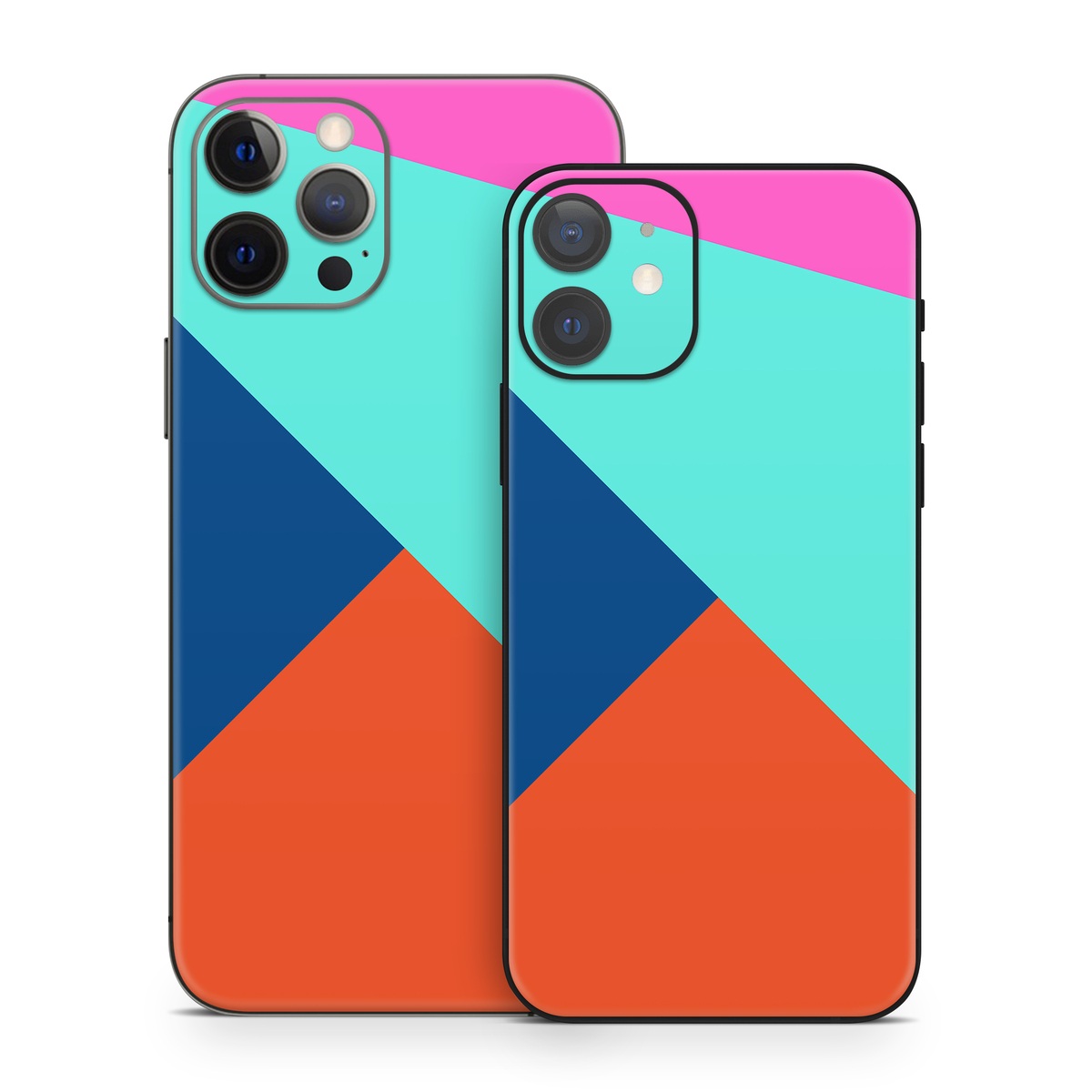 iPhone 12 Series Skin design of Blue, Colorfulness, Turquoise, Line, Azure, Triangle, Pattern, Graphic design, Magenta, with blue, pink, orange, red colors