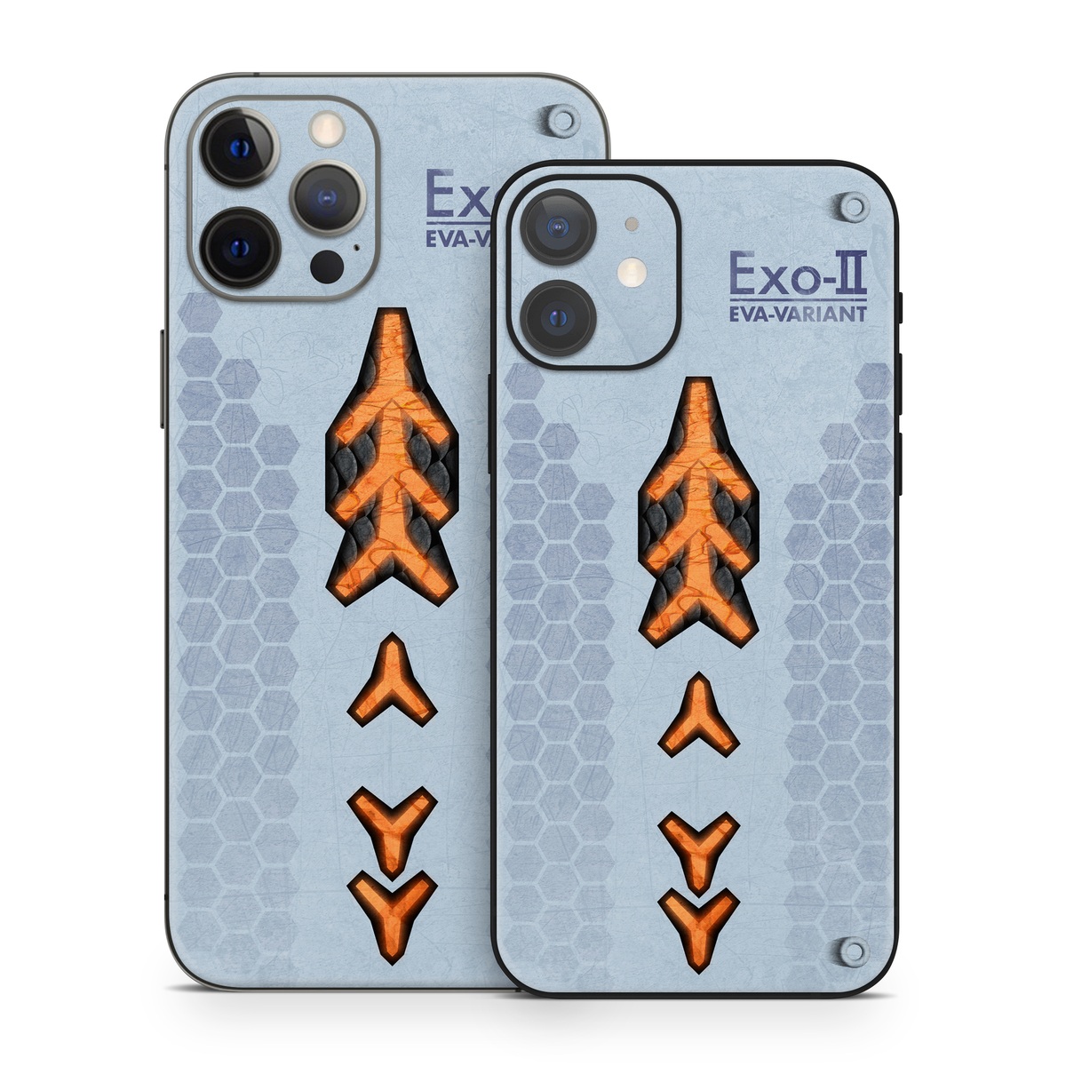 iPhone 12 Series Skin design of Blue, Symbol, Graphics, with blue, black, yellow, orange, gray colors
