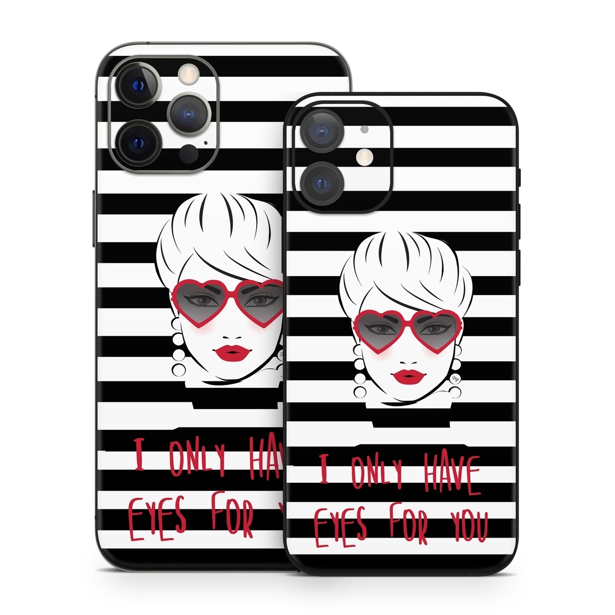 iPhone 12 Series Skin design of Rectangle, Font, Gesture, Eyewear, Art, Technology, Personal protective equipment, Goggles, Logo, Eyelash, with black, white, yellow, red colors