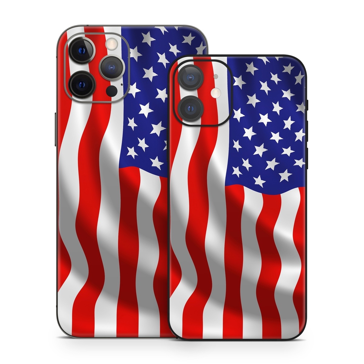 iPhone 12 Series Skin design of Flag of the united states, Flag, Flag Day (USA), Veterans day, Independence day, Memorial day, Holiday, with gray, red, blue, black, white colors