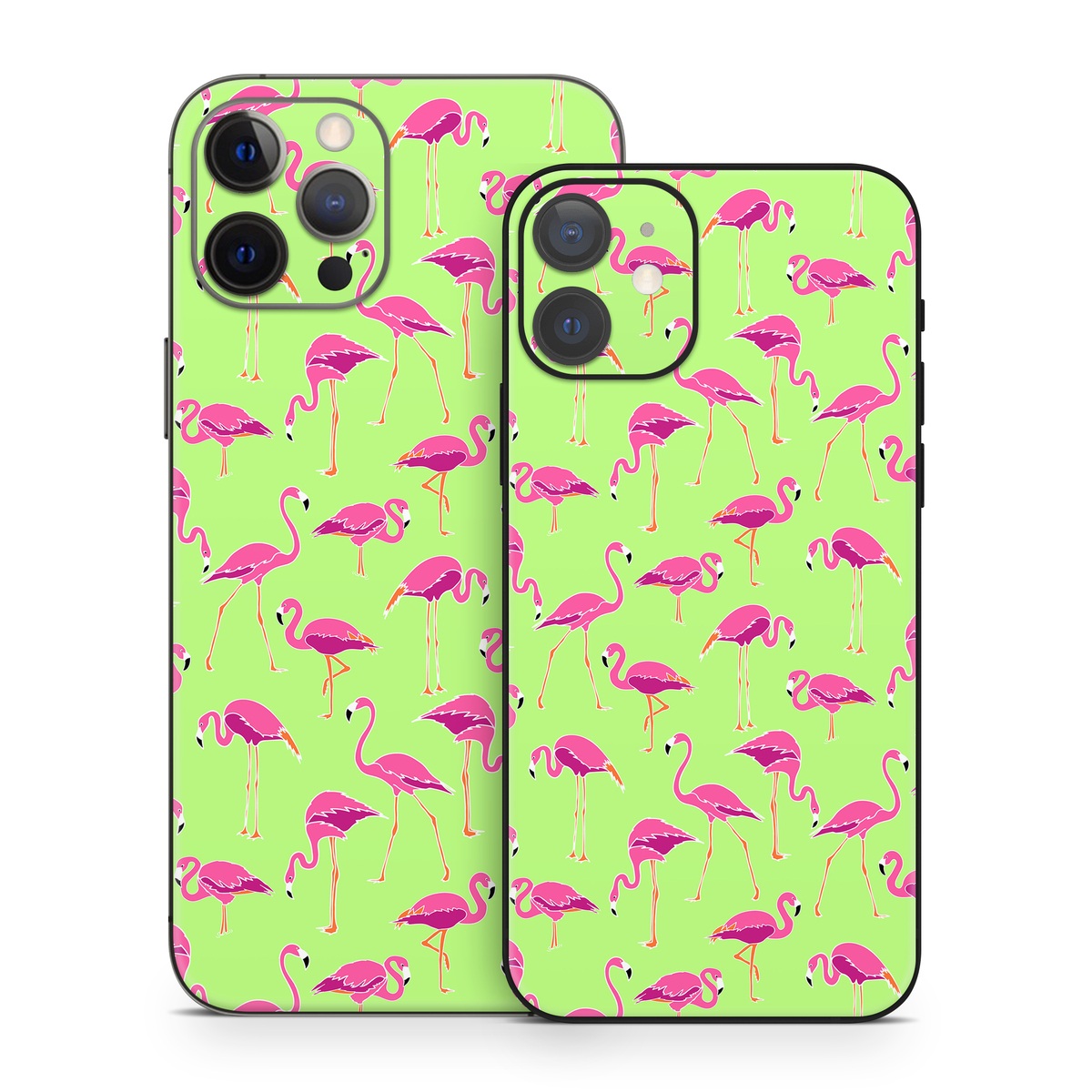 iPhone 12 Series Skin design of Pink, Green, Red, Pattern, Wrapping paper, Textile, Design, Flamingo, Line, with pink, green colors