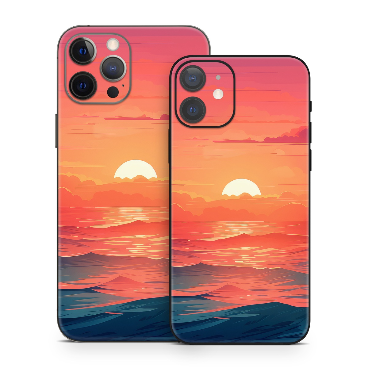 iPhone 12 Series Skin design of Cloud, Sky, Atmosphere, Daytime, Afterglow, Ecoregion, Nature, Dusk, Water, Orange, with blue, red, yellow, orange, pink, black, purple colors