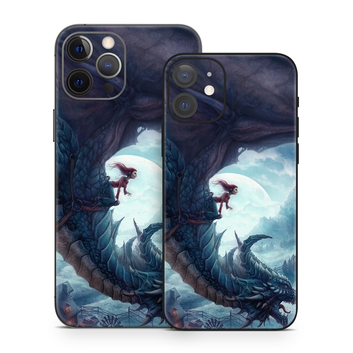 iPhone 12 Series Skin design of Dragon, Cg artwork, Illustration, Action-adventure game, Fictional character, Mythical creature, Mythology, Fiction, Cryptid, Extinction, with blue, white, brown, green colors