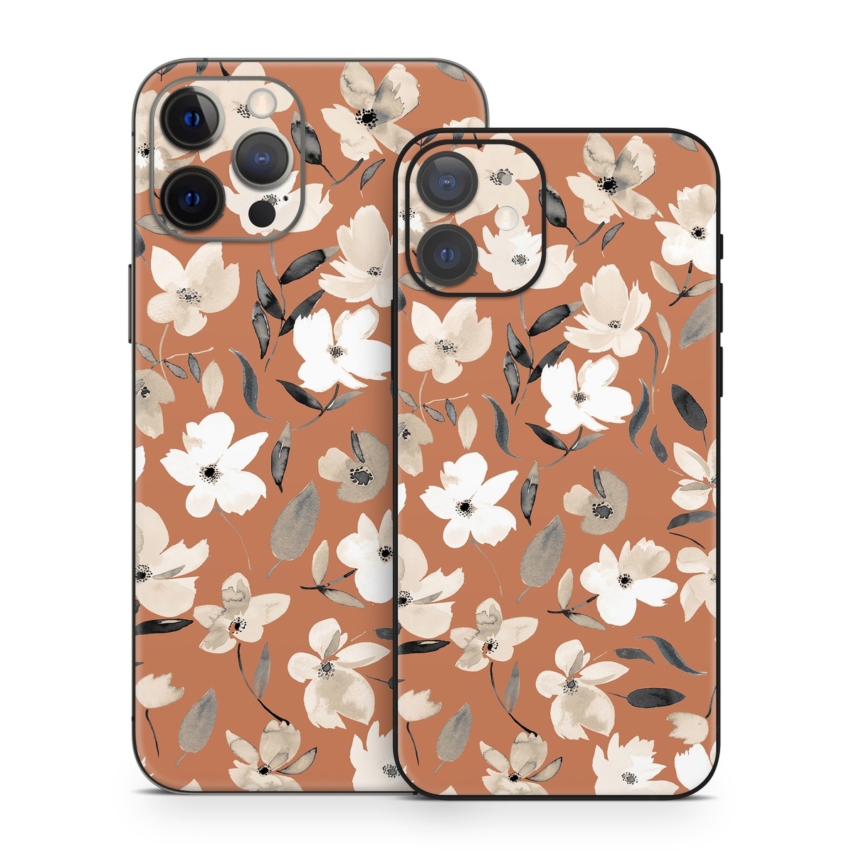 iPhone 12 Series Skin design of Flower, Plant, Textile, Botany, Petal, Gesture, Line, Font, Groundcover, Art, with brown, white, gray, black colors