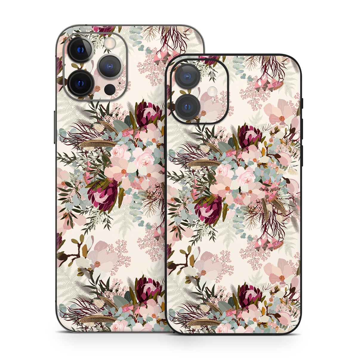 iPhone 12 Series Skin design of Pink, Pattern, Lilac, Flower, Plant, Petal, Floral design, Textile, Design, Blossom, with white, red, pink, blue, brown colors