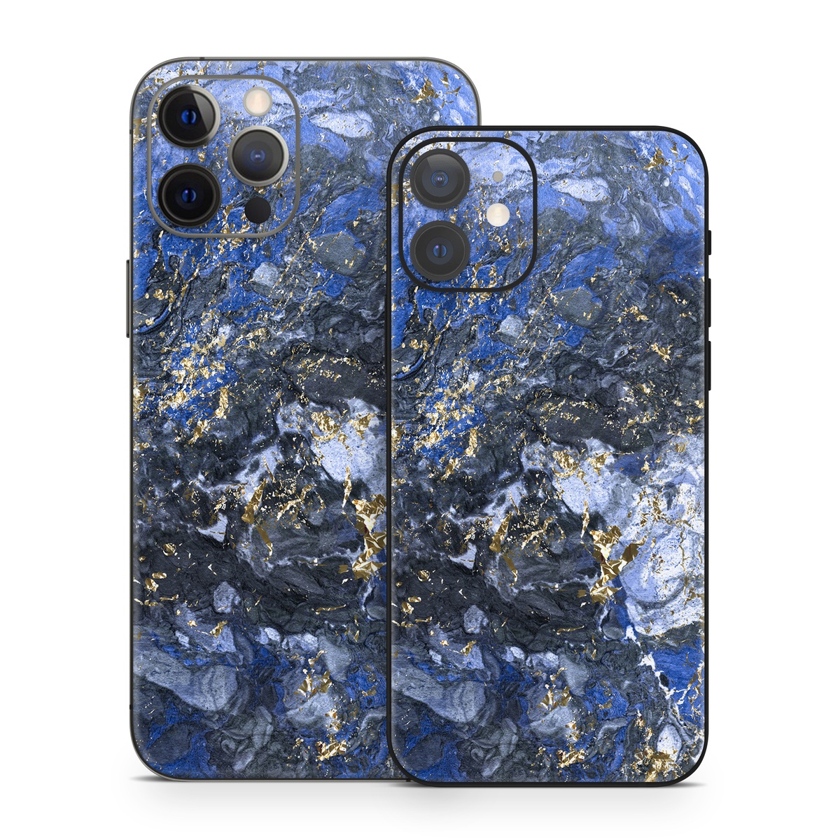 iPhone 12 Series Skin design of Blue, Water, Cobalt blue, Rock, Painting, Geology, Electric blue, Mineral, Pattern, Acrylic paint, with black, blue, yellow, white, gray colors