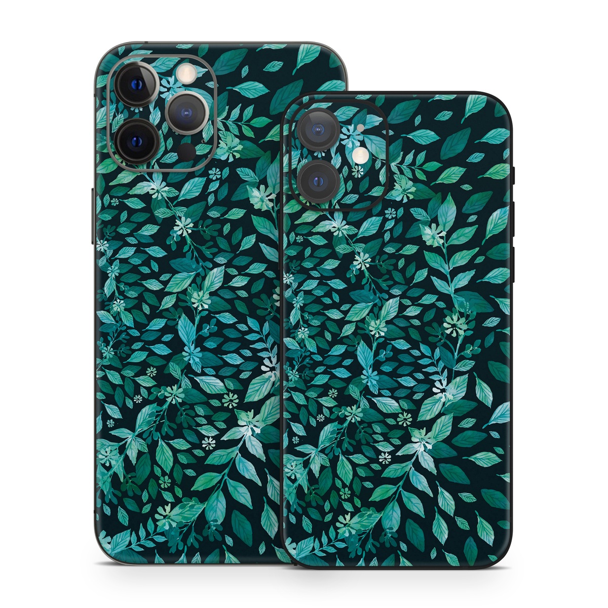 iPhone 12 Series Skin design of Green, Aqua, Organism, Turquoise, Natural environment, Teal, Marine biology, Water, Leaf, Plant, with black, green, white colors