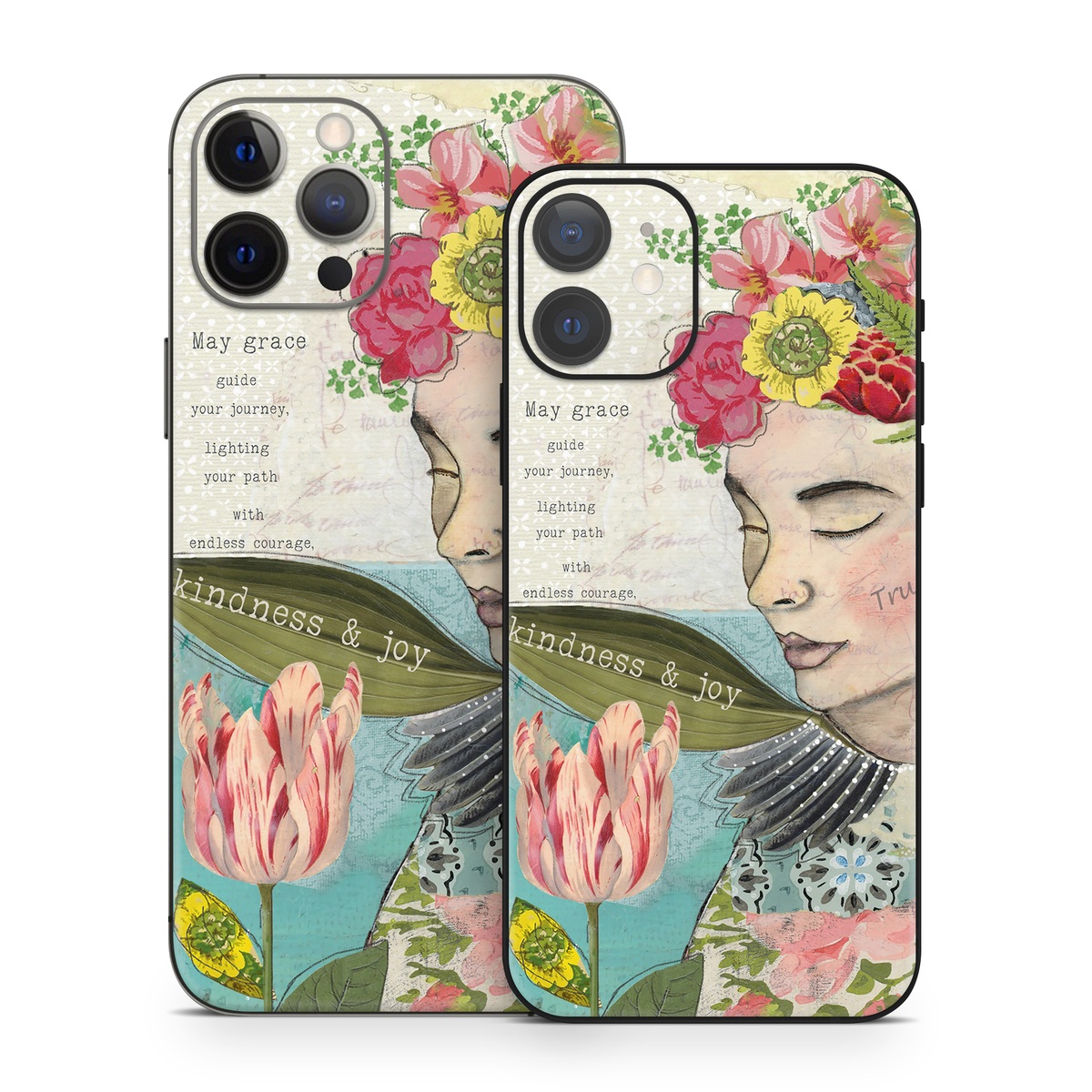 iPhone 12 Series Skin design of Flower, Plant, Botany, Petal, Textile, Creative arts, Pink, Art, Painting, Poster, with blue, green, yellow, red, pink, white colors