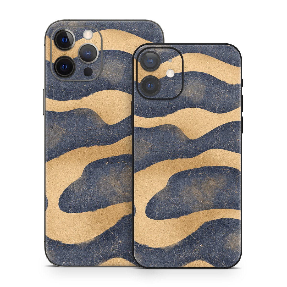 iPhone 12 Series Skin design of Art, Painting, Pattern, Font, Landscape, Dune, Illustration, Aeolian landform, Sand, Visual arts, with blue, brown colors