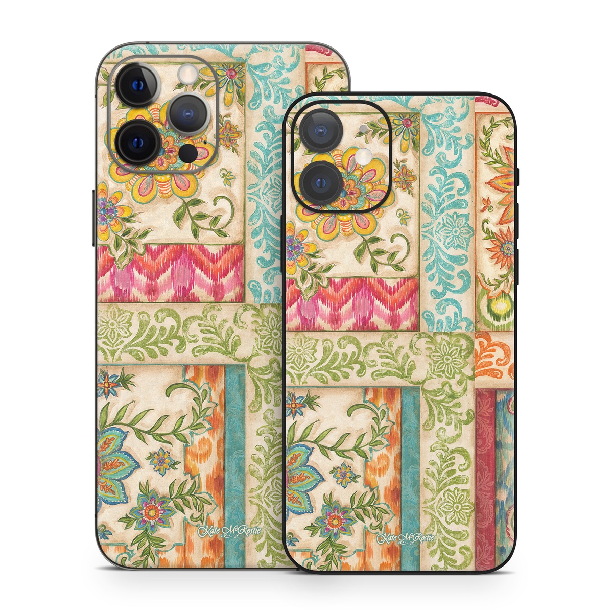 iPhone 12 Series Skin design of Flower, Rectangle, Plant, Botany, Textile, Aqua, Art, Pattern, Symmetry, Motif, with red, orange, green, blue, pink, yellow colors