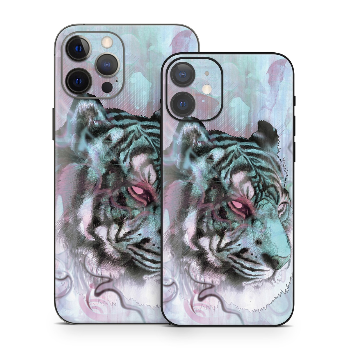 iPhone 12 Series Skin design of Watercolor paint, Illustration, Art, Visual arts, Drawing, Graphic design, Pattern, Painting, Acrylic paint, Fictional character, with gray, purple, black colors