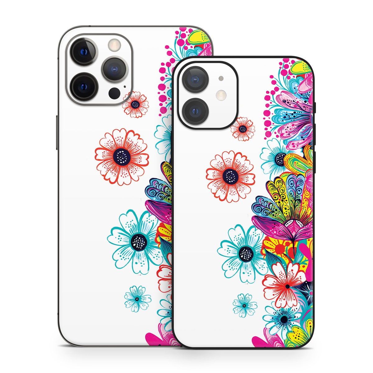 iPhone 12 Series Skin design of Pattern, Floral design, Design, Graphic design, Flower, Wildflower, Plant, Graphics, Clip art, Visual arts, with white, pink, blue, yellow, purple, red colors