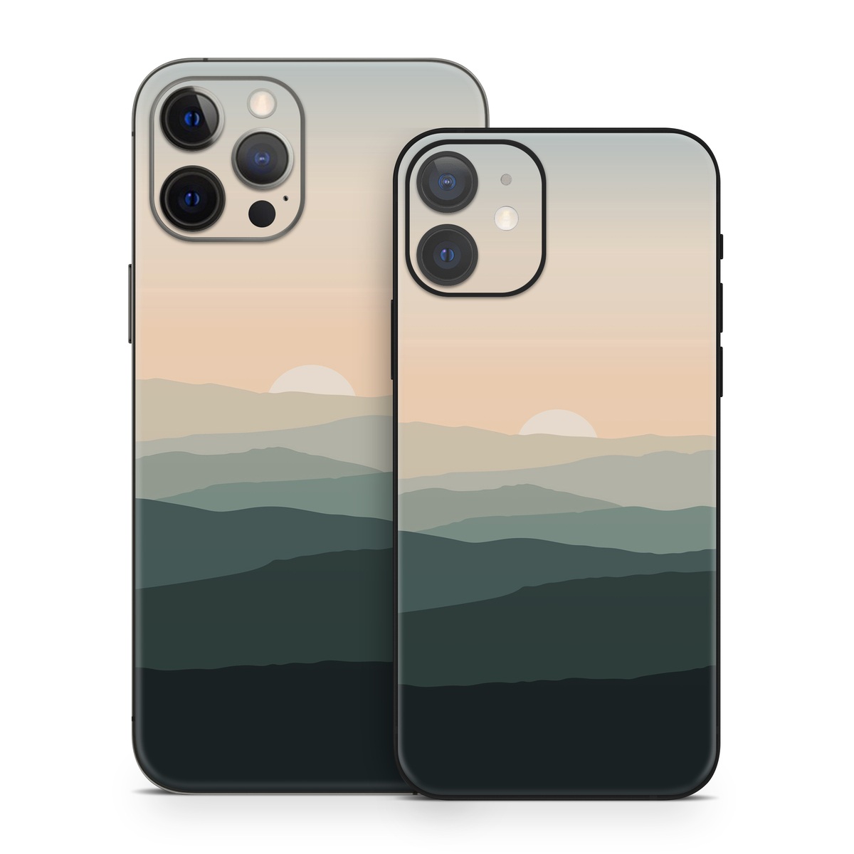 iPhone 12 Series Skin design of Sky, Mountain, Afterglow, Cloud, Highland, Dusk, Sunrise, Landscape, Sunset, Cumulus, with black, gray, white, orange, yellow colors