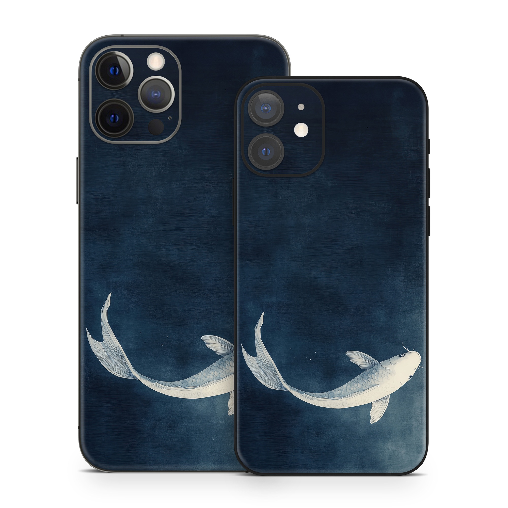 iPhone 12 Series Skin design of Water, Liquid, Art, Wing, Beak, Feather, Seabird, Electric blue, Fish, Tail, with black, blue, white, gray colors