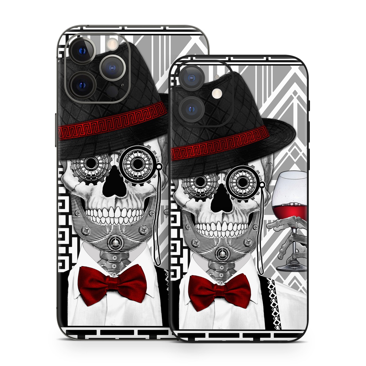iPhone 12 Series Skin design of Cartoon, Poster, Font, Illustration, Headgear, Games, Photo caption, Fictional character, Graphic design, Hat, with black, white, red colors