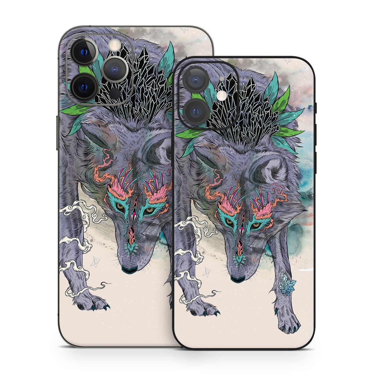 iPhone 12 Series Skin design of Illustration, Boar, Art, Drawing, Fictional character, Sketch, Suidae, with gray, pink, black, blue, yellow colors