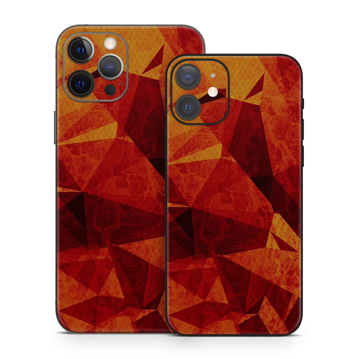 iPhone 12 Series Skin design of Orange, Red, Yellow, Triangle, Pattern, Amber, Design, Art, Visual arts, Modern art, with black, orange, yellow colors