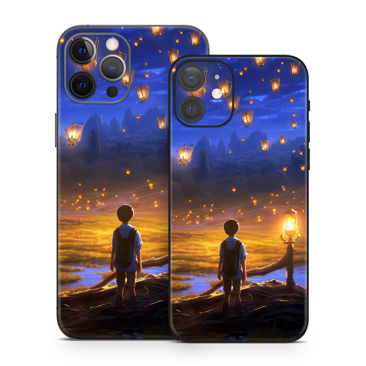 iPhone 12 Series Skin design of Cloud, World, Nature, Sky, People in nature, Happy, Flash photography, Natural landscape, Horizon, Heat, with black, blue, orange, yellow, gray, purple, orange, green colors