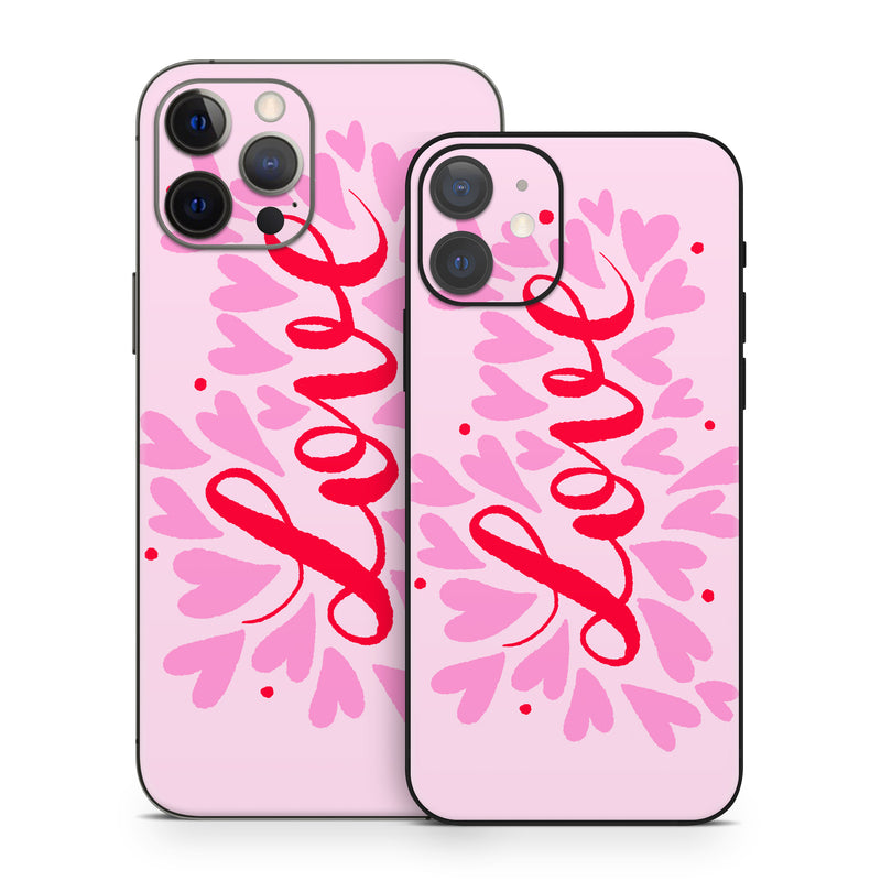 iPhone 12 Series Skin design of Plant, Pink, Font, Art, Magenta, Pattern, Logo, Peach, Event, Graphics, with pink, red colors