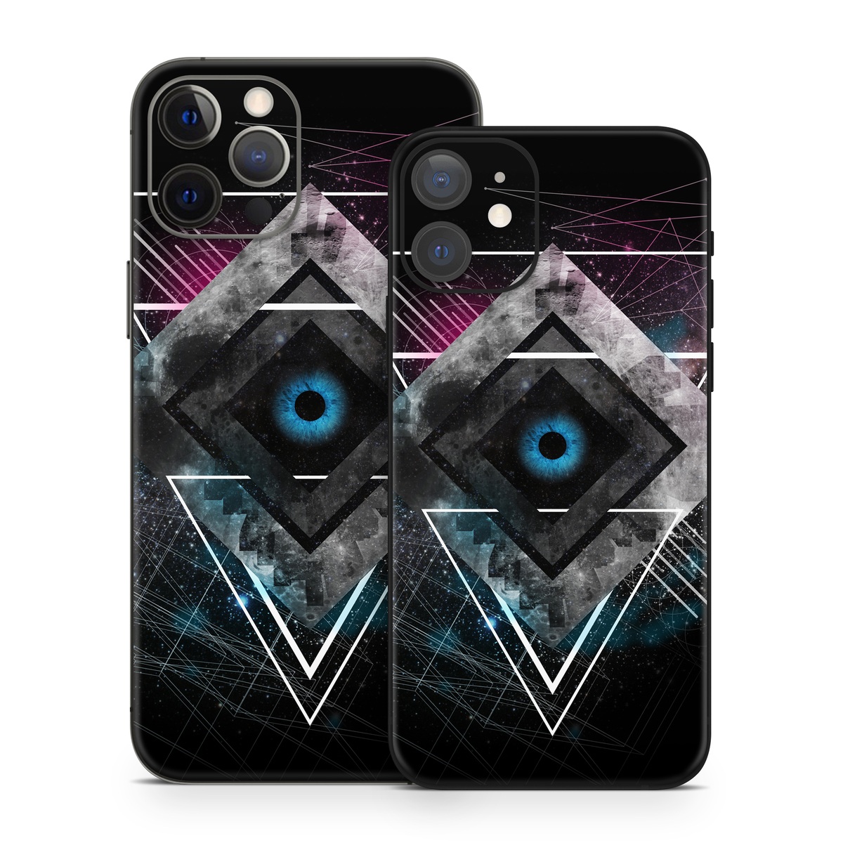 iPhone 12 Series Skin design of Graphic design, Design, Pattern, Graphics, Illustration, Font, Circle, Triangle, Fractal art, Logo, with black, gray colors