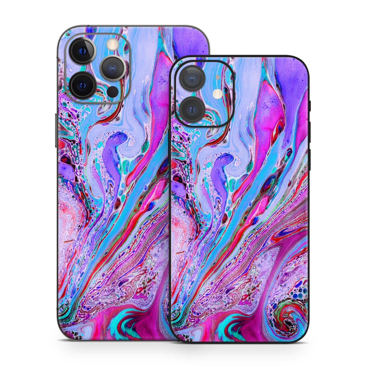 iPhone 12 Series Skin design of Pink, Purple, Pattern, Design, Visual arts, Art, Psychedelic art, Magenta, Acrylic paint, Colorfulness, with pink, purple, blue, green colors