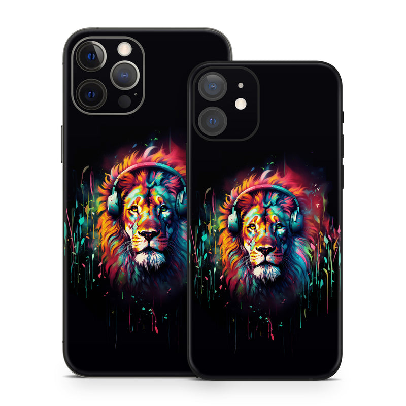 iPhone 12 Series Skin design of Felidae, Siberian tiger, Bengal tiger, Carnivore, Big cats, Tiger, Painting, Art, Font, Paint, with black, red, yellow, orange, green, blue, pink colors