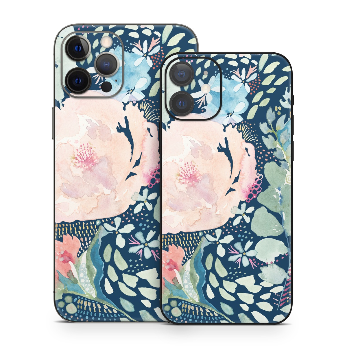 iPhone 12 Series Skin design of Flower, Plant, Petal, Botany, Textile, Sleeve, Creative arts, Art, Painting, Aqua, with blue, pink, green, white, orange, yellow, red colors