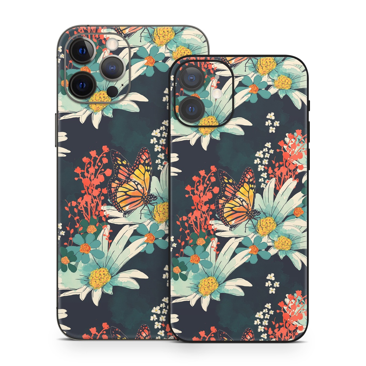 iPhone 12 Series Skin design of Floral design, Pattern, Flower, Floristry, Textile, Botany, Plant, Visual arts, Design, Flower Arranging, with black, gray, green, red, blue, pink colors