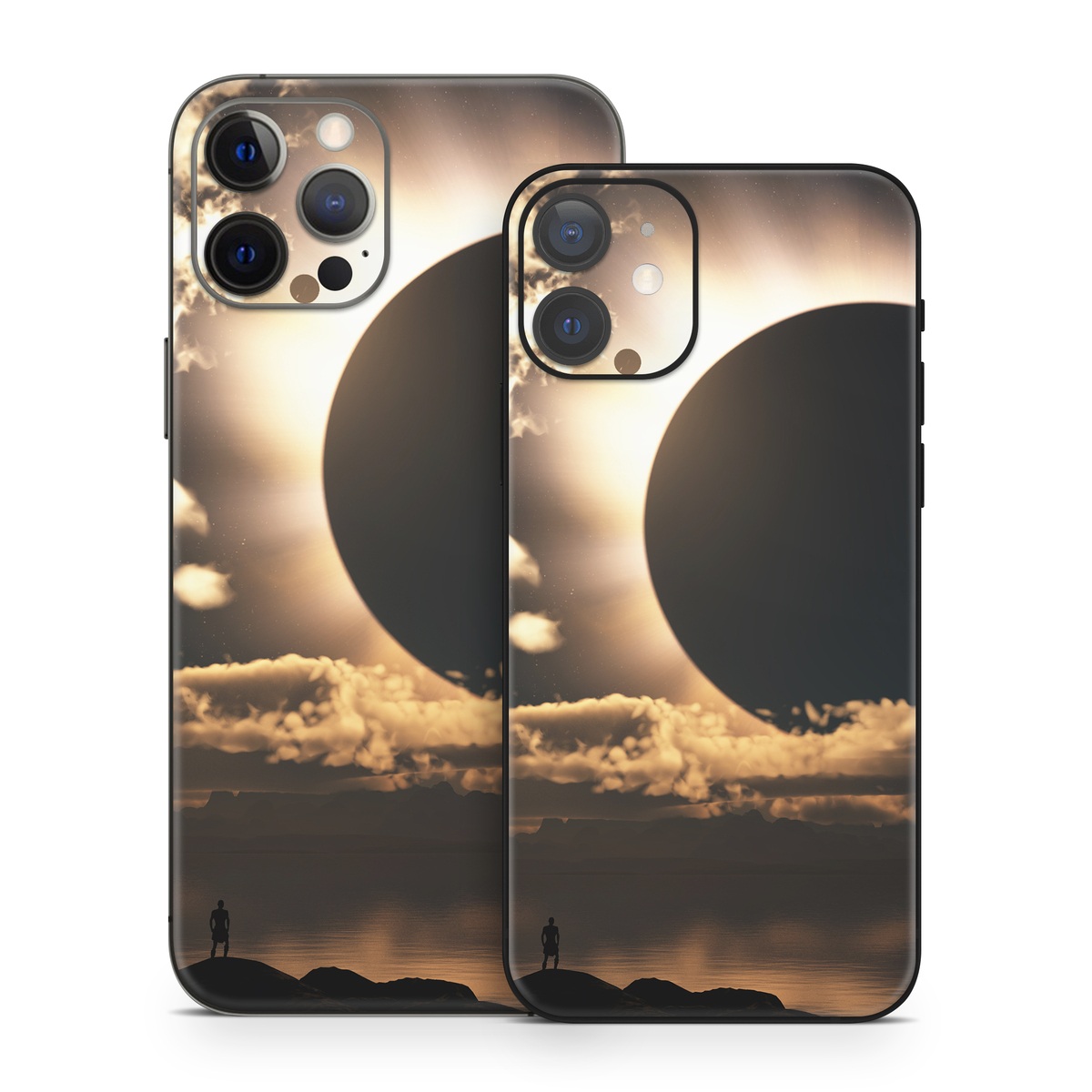 iPhone 12 Series Skin design of Sky, Cloud, Daytime, Eclipse, Atmosphere, Cumulus, Sunlight, Sun, Astronomical object, Celestial event, with black, red, green, gray, pink, yellow colors