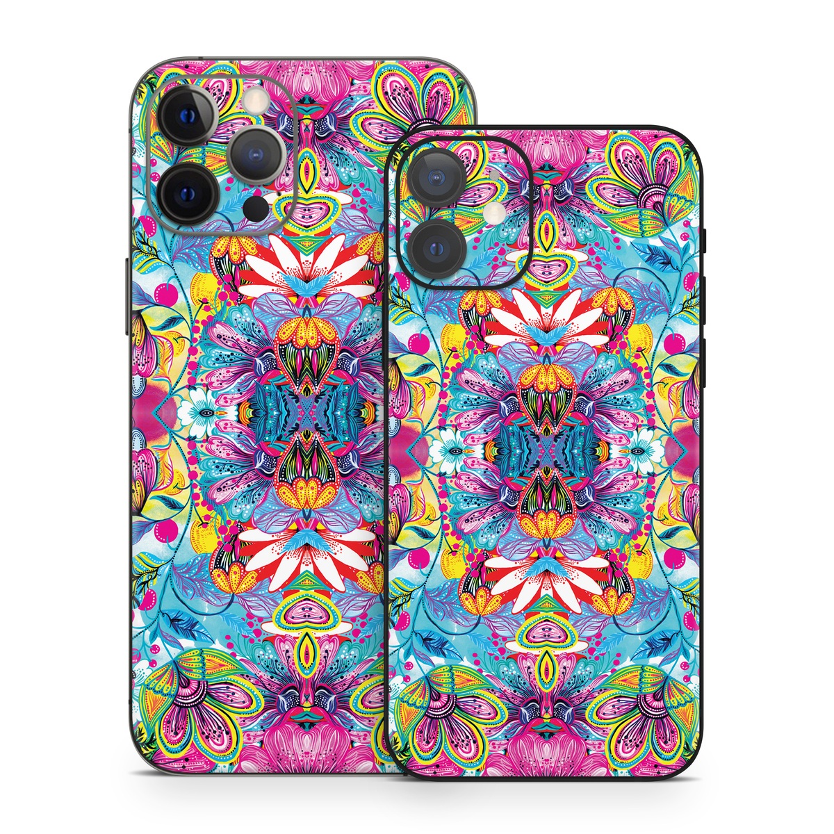 iPhone 12 Series Skin design of Pattern, Psychedelic art, Design, Textile, Visual arts, Art, Magenta, Motif, Symmetry, Paisley, with pink, blue, purple, yellow, orange, green, red colors
