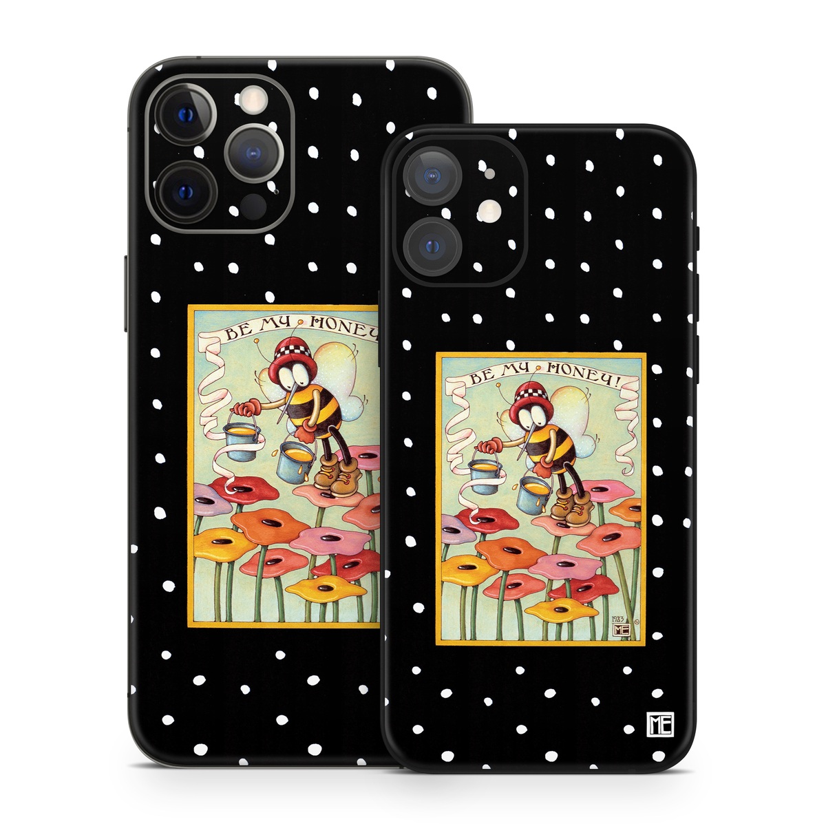 iPhone 12 Series Skin design of Cartoon, Illustration, Art, with black, white, yellow, orange, pink, red, blue, green colors