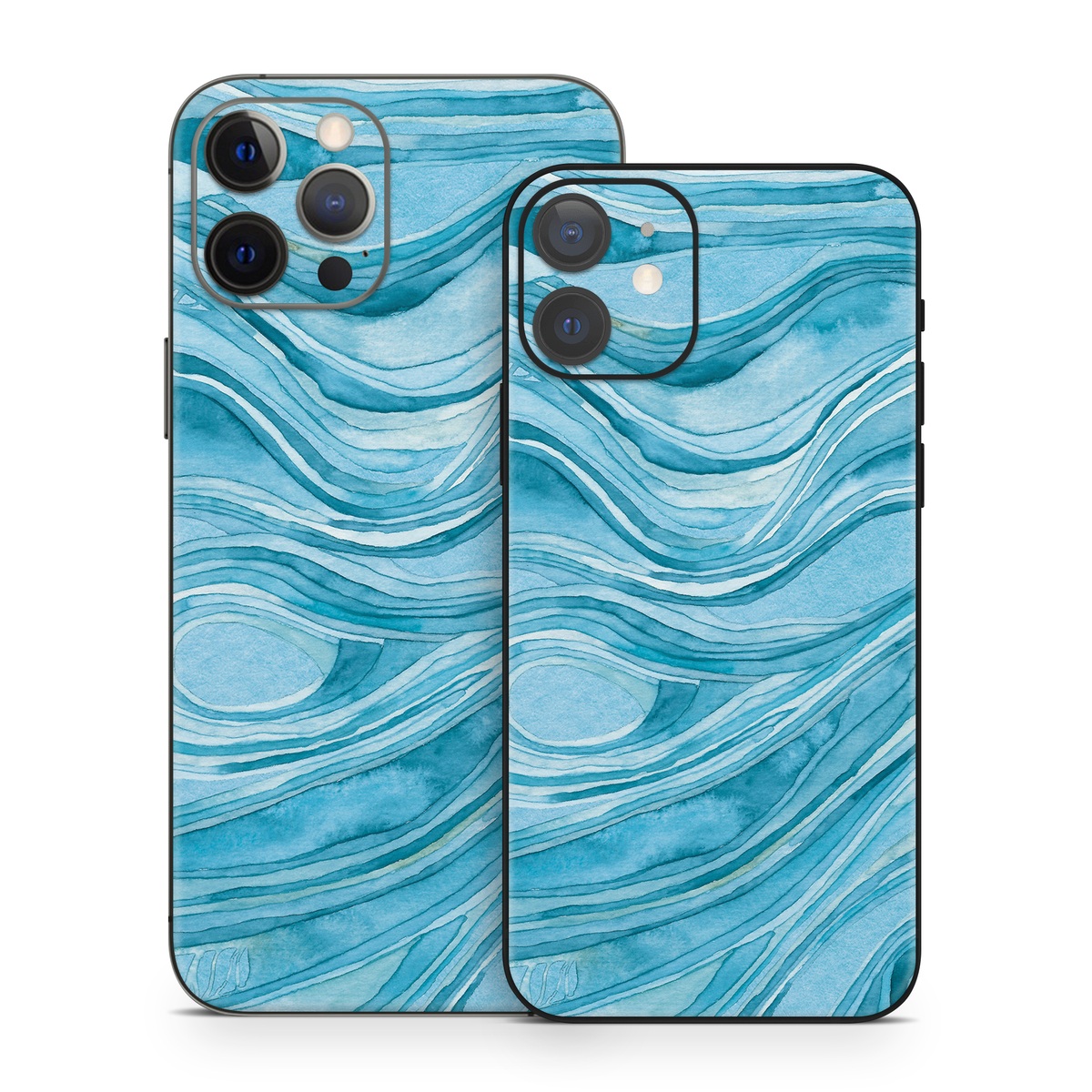 iPhone 12 Series Skin design of Water, Liquid, Azure, Fluid, Rectangle, Aqua, Painting, Pattern, Electric blue, Art, with blue, white colors