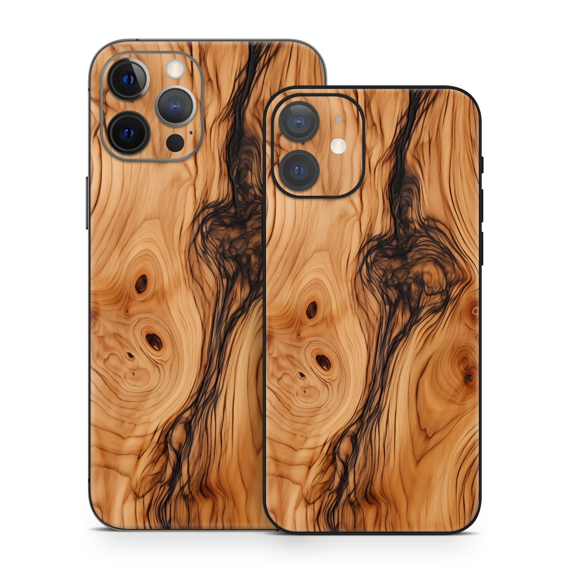 iPhone 12 Series Skin design of Brown, Wood, Trunk, Wood stain, Floor, Liquid, Art, Woody plant, Landscape, Flooring, with black, brown, orange colors