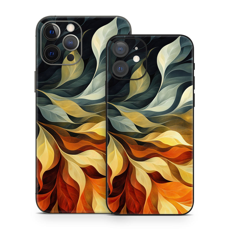 iPhone 12 Series Skin design of Yellow, Orange, Art, Brown, Visual arts, Modern art, Design, Graphics, Fractal art, Paint, with red, orange, yellow, white, black, gray colors