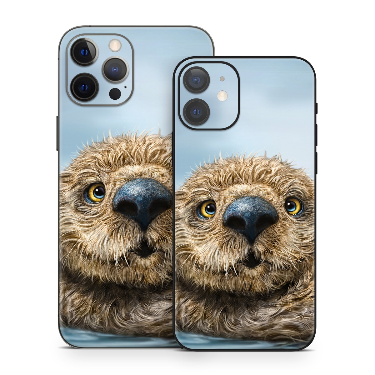 iPhone 12 Series Skin design of Mammal, Vertebrate, Otter, Sea otter, North american river otter, Marine mammal, Terrestrial animal, Mustelidae, Snout, Organism, with gray, black, blue, green, red colors