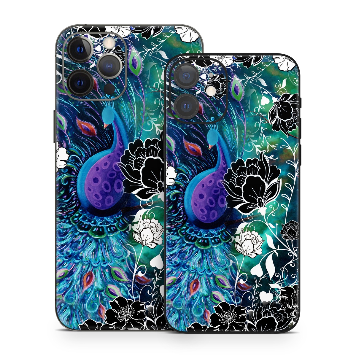 iPhone 12 Series Skin design of Pattern, Psychedelic art, Organism, Turquoise, Purple, Graphic design, Art, Design, Illustration, Fractal art, with black, blue, gray, green, white colors