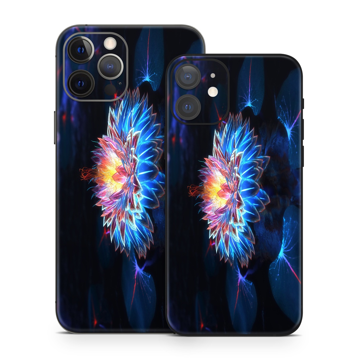 iPhone 12 Series Skin design of Water, Light, Fractal art, Organism, Electric blue, Aquatic plant, Darkness, Plant, Art, Space, with black, blue, gray colors