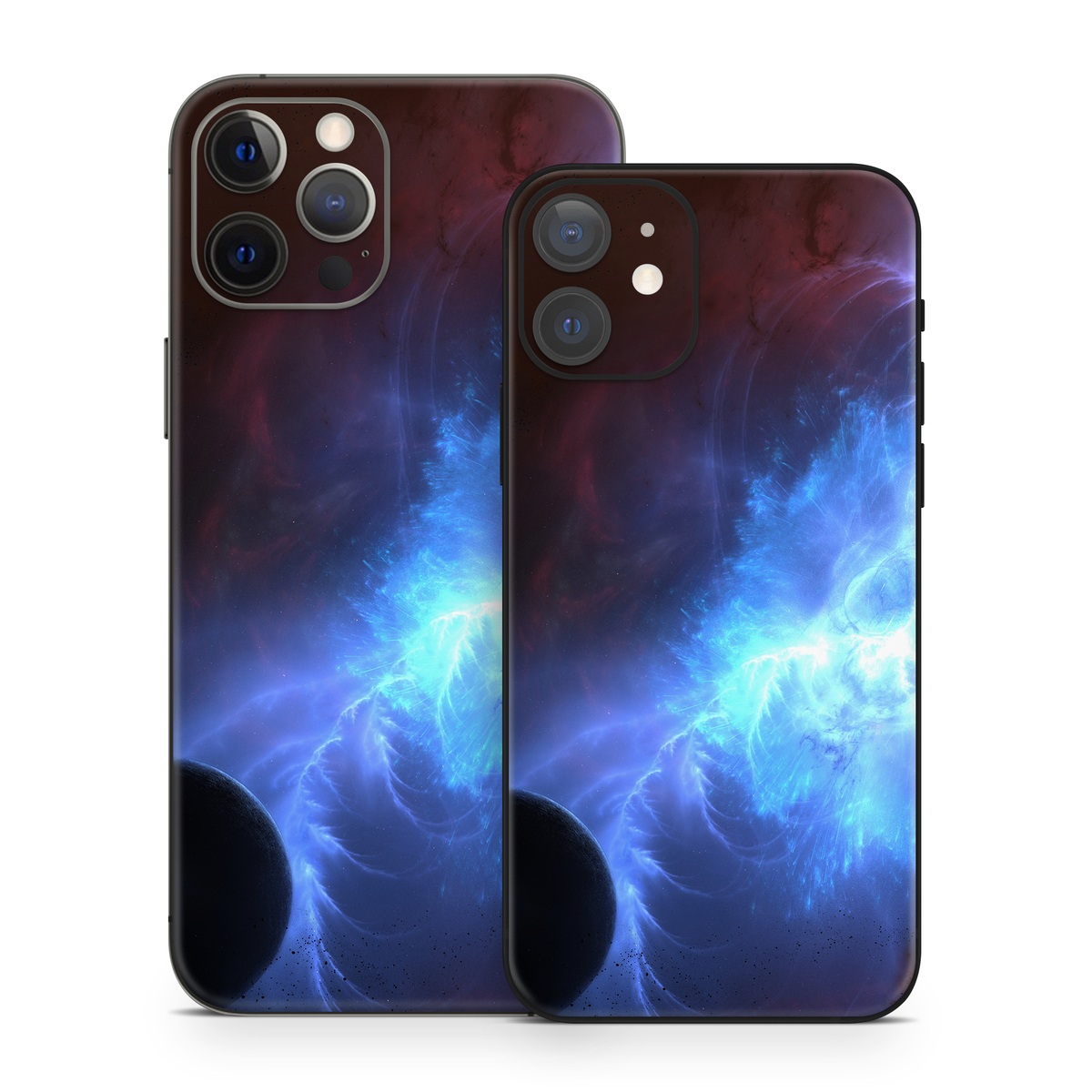 iPhone 12 Series Skin design of Sky, Atmosphere, Outer space, Space, Astronomical object, Fractal art, Universe, Electric blue, Art, Organism, with black, blue, purple colors
