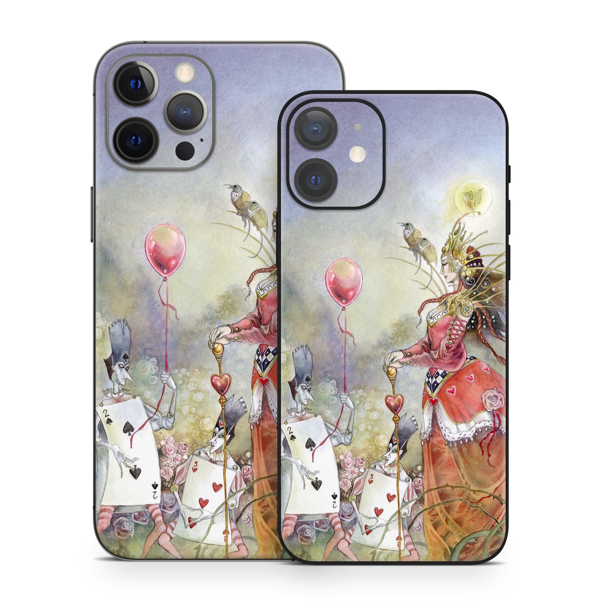iPhone 12 Series Skin design of Watercolor paint, Painting, Art, Illustration, Spring, Flower, Fictional character, Blossom, Plant, Visual arts, with red, pink, white, black, blue, yellow, green colors