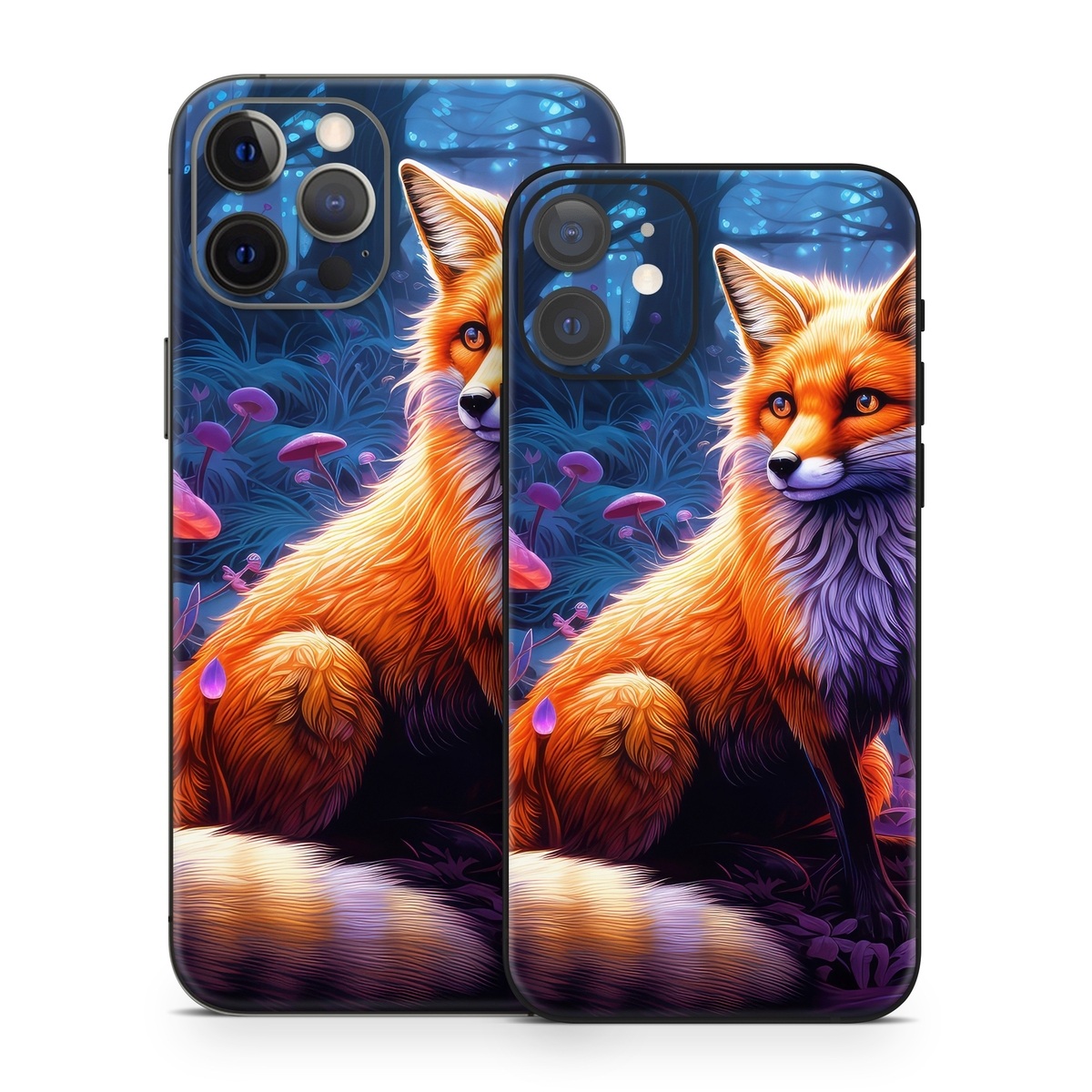 iPhone 12 Series Skin design of Plant, Light, Carnivore, Orange, Organism, Tree, Pink, Natural landscape, Fawn, Whiskers, with red, orange, white, black, purple, gray, green colors