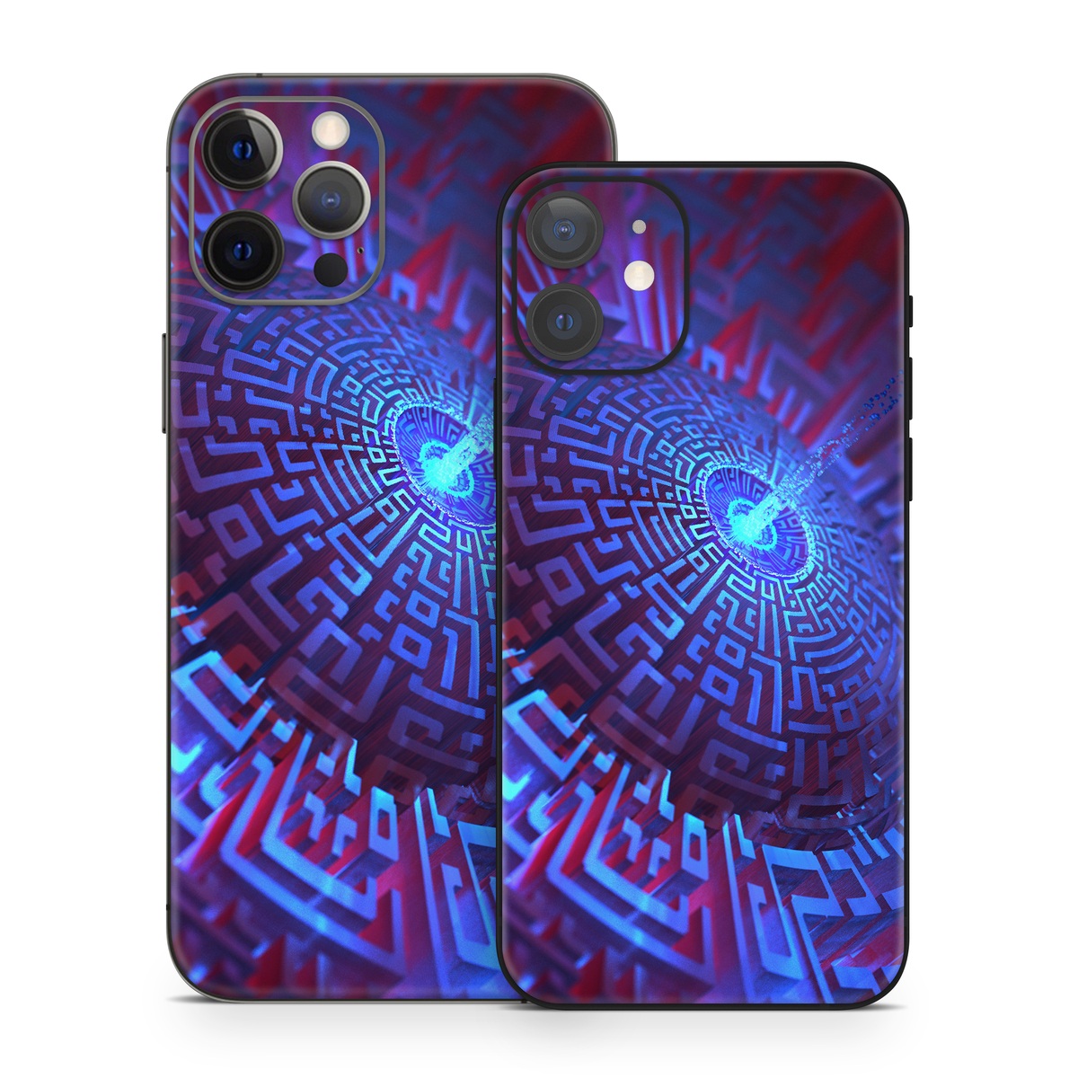 iPhone 12 Series Skin design of Blue, Light, Fractal art, Electric blue, Purple, Water, Psychedelic art, Organism, Art, Spiral, with black, blue colors