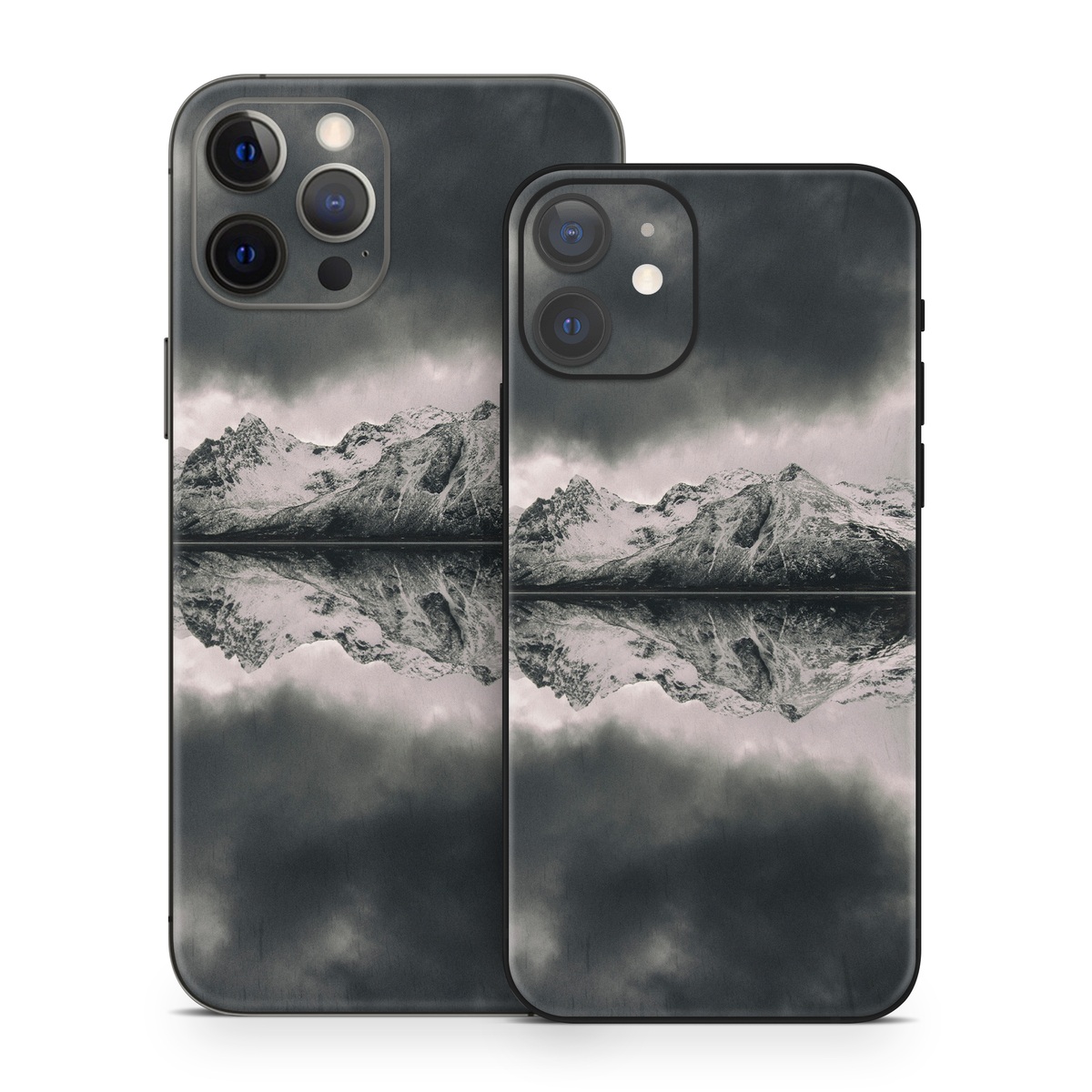 iPhone 12 Series Skin design of Sky, Cloud, Nature, Reflection, Water, Atmospheric phenomenon, Daytime, Black-and-white, Atmosphere, Calm, with white, black, gray colors