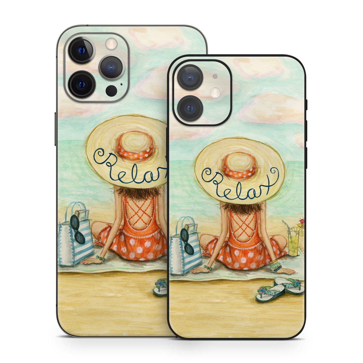 iPhone 12 Series Skin design of Illustration, Cartoon, Watercolor paint, Art, Drawing, Child art, Sketch, Paint, Still life, with white, yellow, blue, red, black, yellow colors