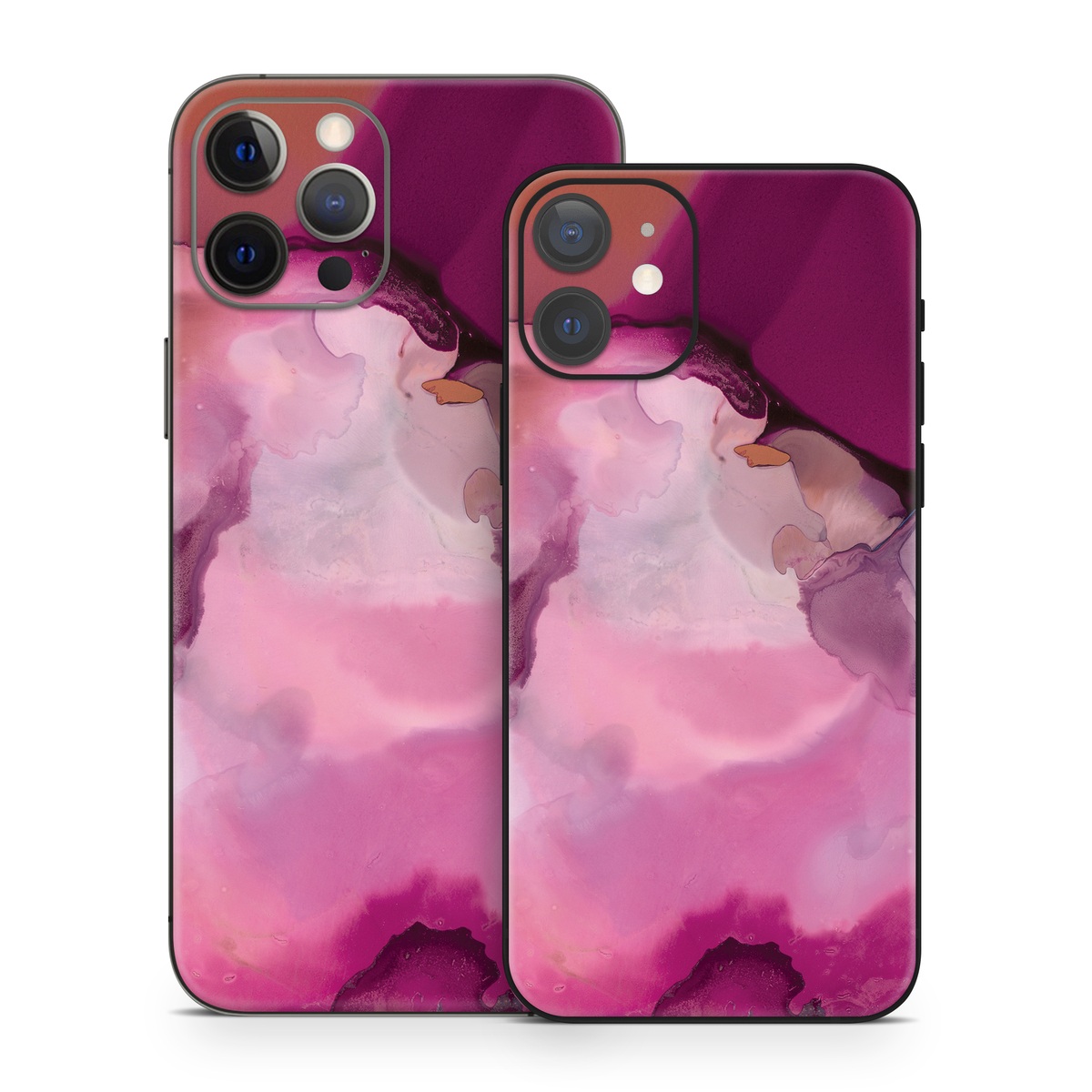 iPhone 12 Series Skin design of Purple, Pink, Watercolor paint, Magenta, Illustration, Art, with white, red, pink, white colors