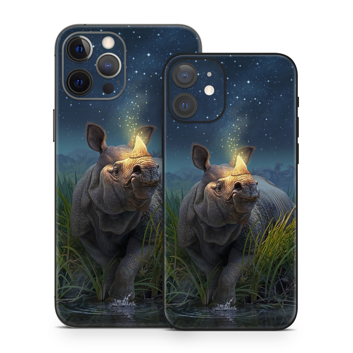 iPhone 12 Series Skin design of Wildlife, Sky, Photography, Grass, Fawn, with blue, green, gray, yellow, white colors