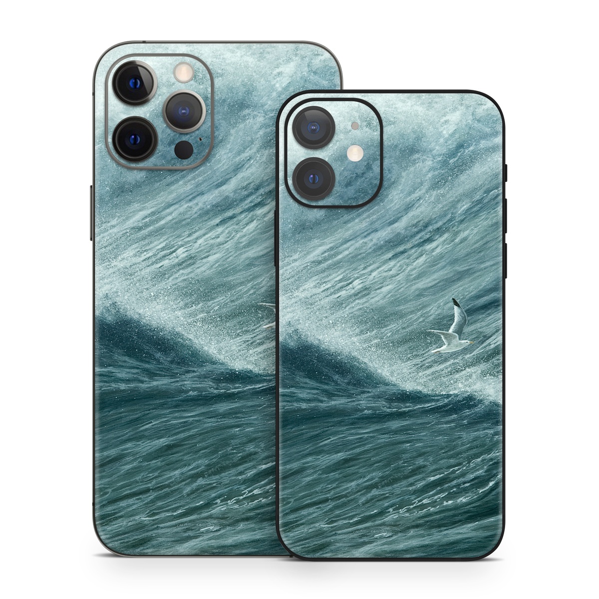 iPhone 12 Series Skin design of Wave, Wind wave, Tide, Sea, Ocean, Water, Sky, Wind, Tsunami, Surfing, with blue, white colors