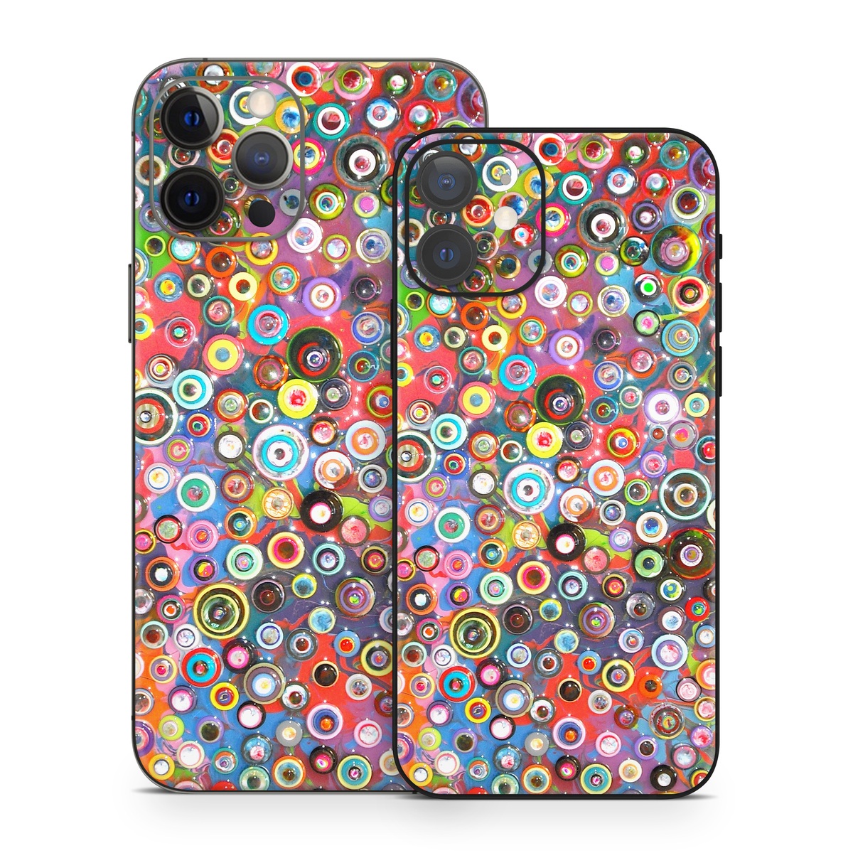 iPhone 12 Series Skin design of Pattern, Design, Textile, Visual arts, Circle, Art, with red, pink, blue, green, yellow, blue, orange colors