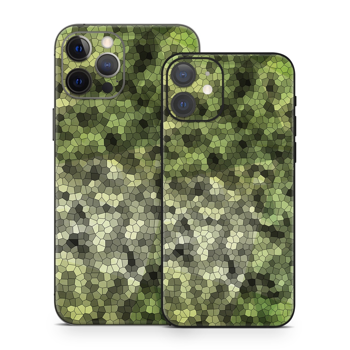 iPhone 12 Skin design of Green, Grass, Leaf, Plant, Pattern, Groundcover, with black, white, green, gray colors