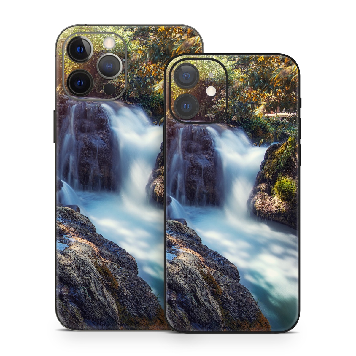  Skin design of Waterfall, Natural landscape, Body of water, Nature, Water resources, Water, Watercourse, Stream, Nature reserve, Rock, with gray, yellow, orange, green, white, blue colors