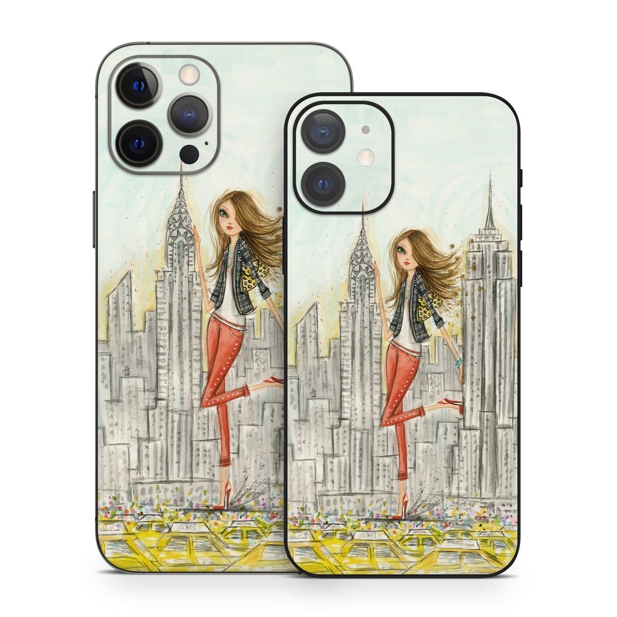 iPhone 12 Series Skin design of Human settlement, Fashion illustration, Illustration, City, Art, Architecture, Drawing, Fictional character, with gray, green, black, red colors